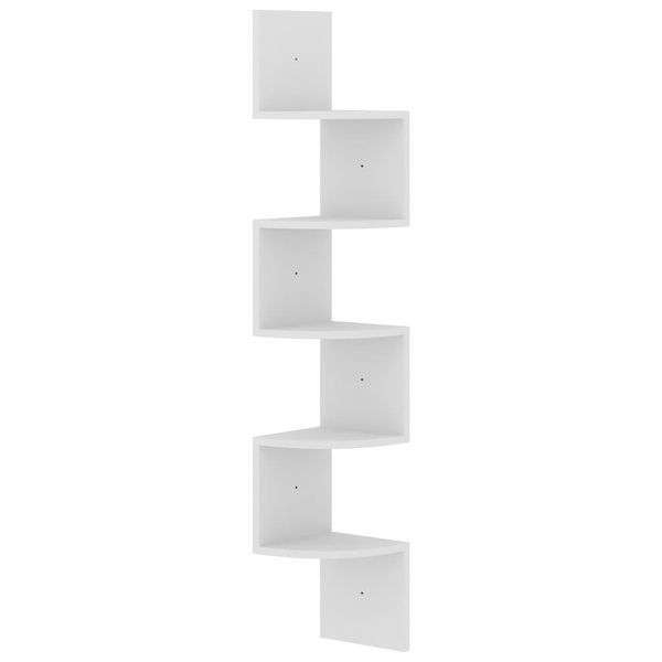 Syfax™ Scaffale Angolare A Muro Bianco 19X19X123 Cm Legno Multistrato-image