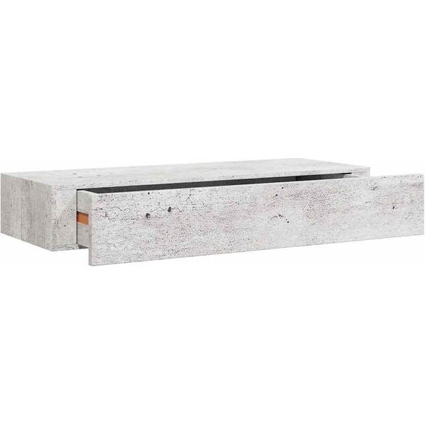 Vidaxl Mensola A Muro Con Cassetto Grigio Cemento 60X23,5X10 Cm Mdf-image