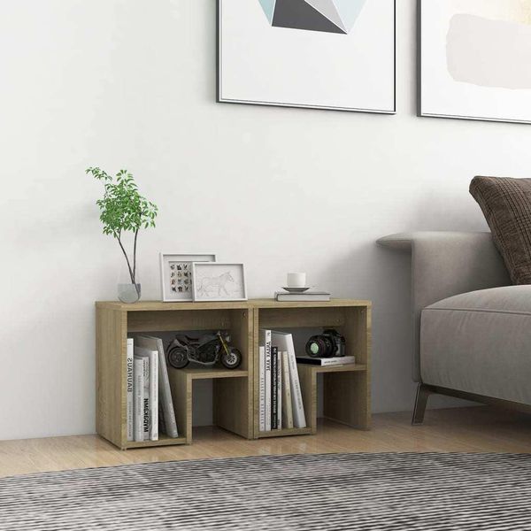 Vidaxl Comodini 2 Pezzi Rovere Sonoma 40X30X40 Cm Materiale A Base Di Legno-image