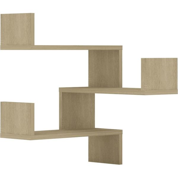 Vidaxl Mensole Angolari A Parete 2 Pezzi Rovere Sonoma 40X40X50 Cm Materiale A Base Di Legno-image