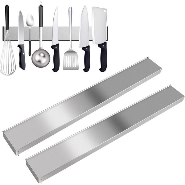 Set Di 3 Binari Magnetici Autoadesivi 50 Cm - Binario Portacoltelli In Acciaio Inox Senza Foratura | Binario Magnetico Per Utensili E Attrezzi Da Cucina | Binario Portautensili Con Nastro Adesivo | Portacoltelli Da Parete | Portautensili-image