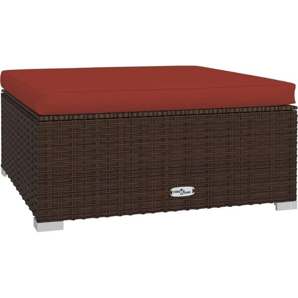 Sgabello Da Giardino Con Cuscino Marrone 70X70X30 Cm In Poly Rattan-image