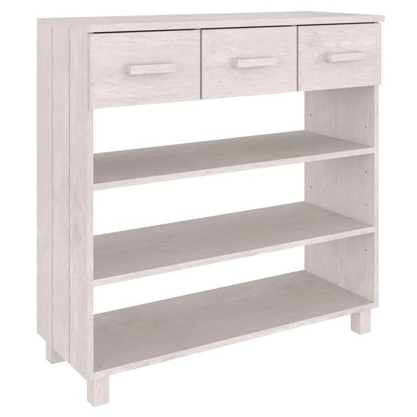 Tavolo Consolle Hamar Bianco 90X35X90 Cm In Legno Di Pino Massiccio-image