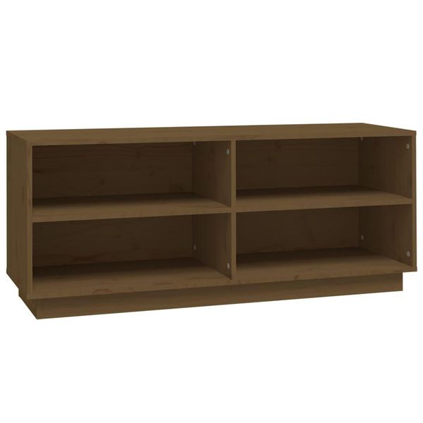 Vidaxl Scarpiera Marrone Miele 110X34X45 Cm In Legno Di Pino Massiccio-image