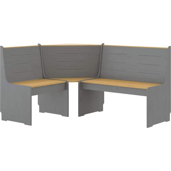 Vidaxl Panca Ad Angolo Reine 151 Cm In Legno Di Pino Massiccio Marrone Miele E Grigio-image