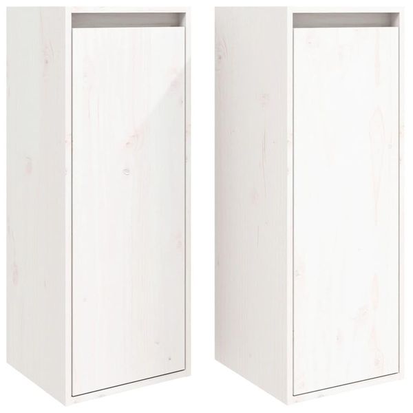 Vidaxl Armadi A Muro 2 Pz. Bianco 30X30X80 Cm In Legno Di Pino Massiccio-image