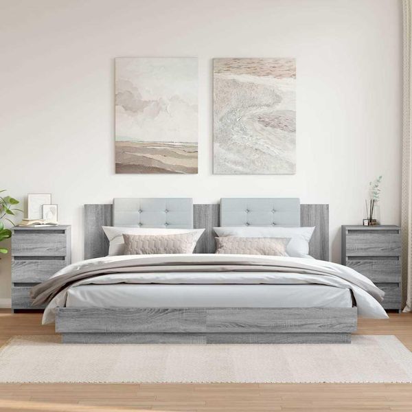 Comodini 2 Pz. Grigio Sonoma 40X35X62,5 Cm Materiale A Base Di Legno-image