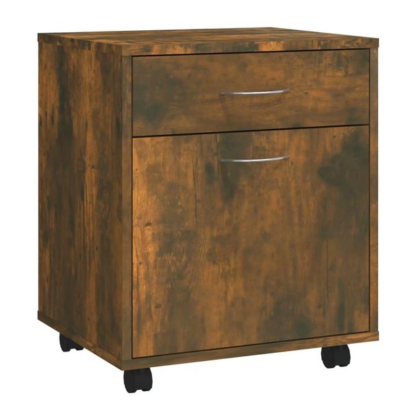 Vidaxl Armadio A Rotelle Rovere Fumé 45X38X54 Cm Materiale A Base Di Legno-image