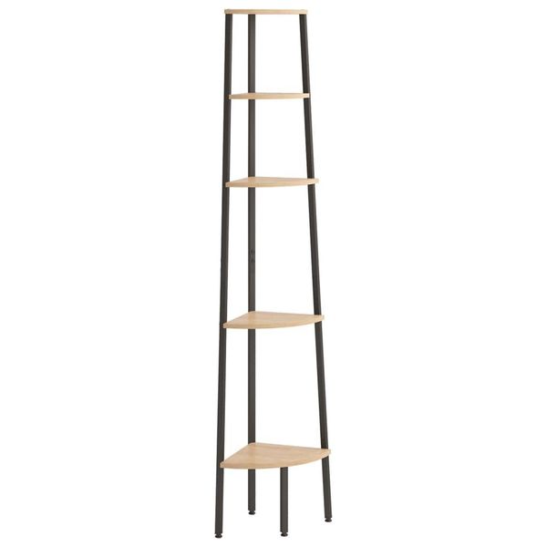 Scaffale Ad Angolo Con 5 Ripiani Marrone Chiaro E Nero 45,5X31,5X180 Cm-image