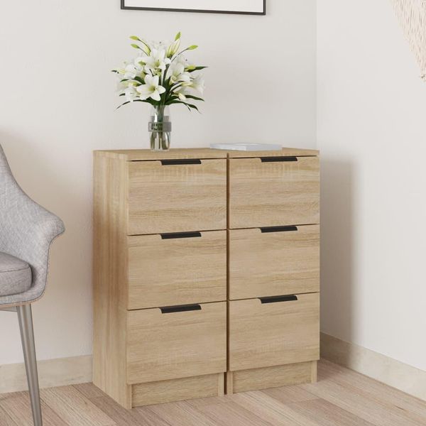 Vidaxl Credenze 2 Pezzi Rovere Sonoma 30X30X70 Cm Materiale A Base Di Legno-image