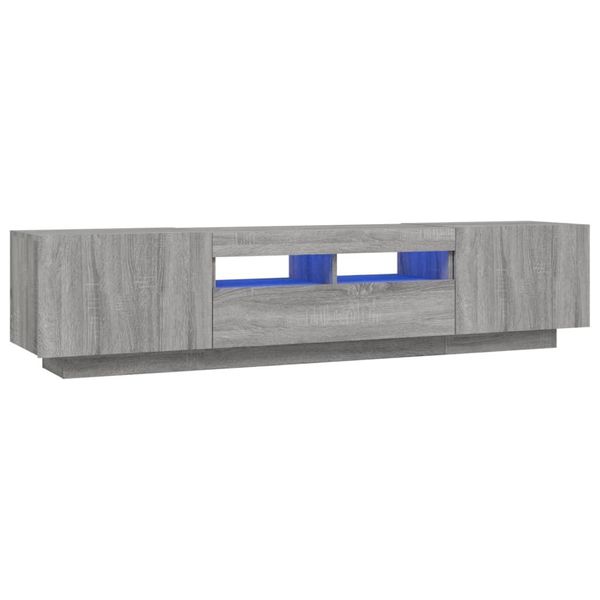 Set Di Mobili Tv 2 Pezzi Luci Led Materiale Legno Grigio Sonoma-image