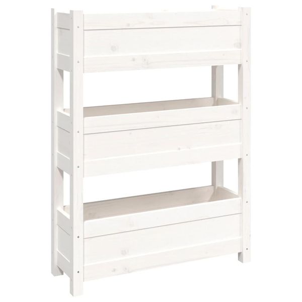Vidaxl Fioriera Bianca 77X25X104,5 Cm In Legno Di Pino Massiccio-image
