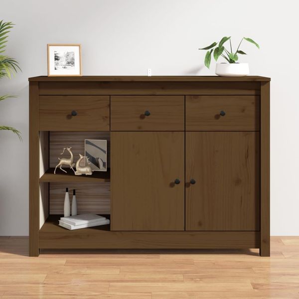 Vidaxl Credenza Marrone Miele 100X35X74 Cm In Legno Di Pino Massiccio-image
