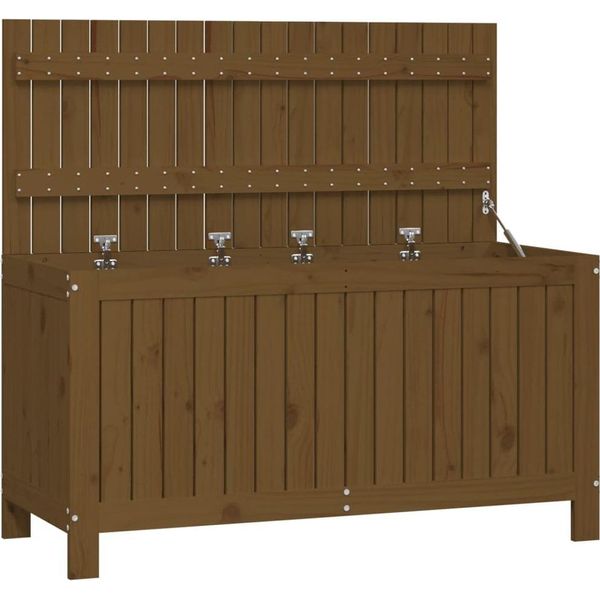Vidaxl Cassapanca Da Giardino Marrone Miele 115X49X60 Cm In Legno Di Pino Massiccio-image