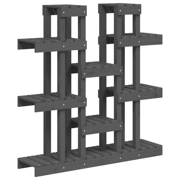 Vidaxl Supporto Per Piante Grigio 104,5X25X109,5 Cm In Legno Di Pino Massiccio-image