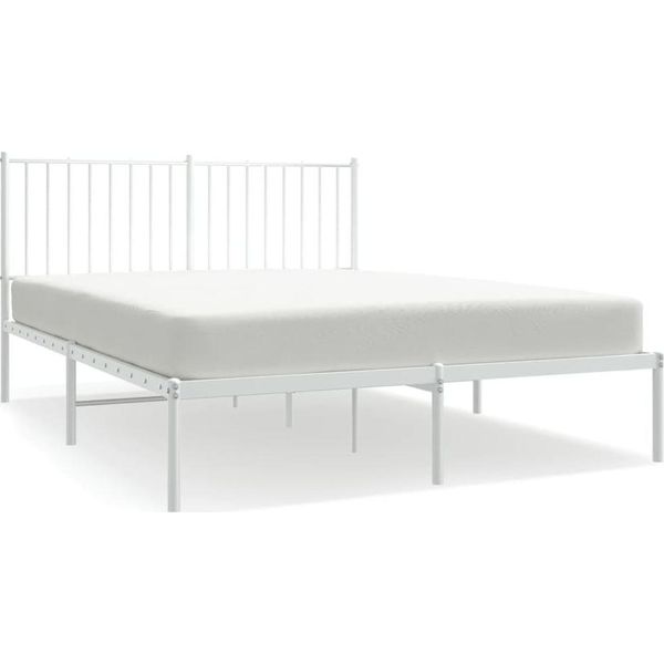 Vidaxl Struttura Letto Con Testiera In Metallo Bianco 140X200 Cm-image