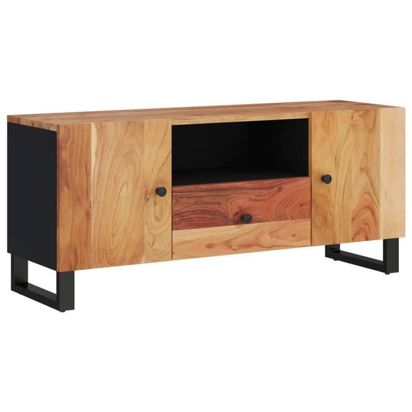 Mobile Tv 105X33,5X46 Cm In Legno Massiccio Di Acacia E Materiale A Base Di Legno-image