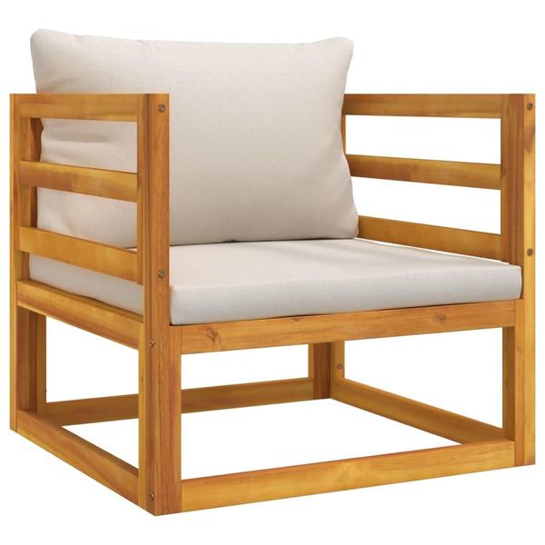 Poltrona Da Giardino Con Cuscini Grigio Chiaro In Legno Massiccio Di Acacia-image