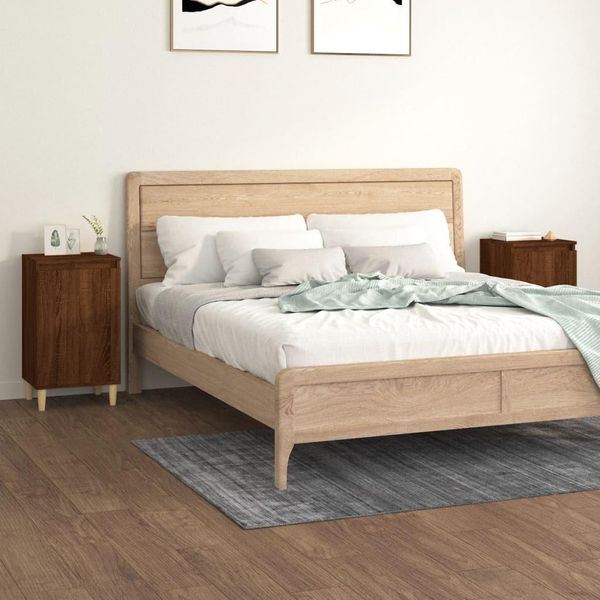 Comodini 2 Pz. Aspetto Rovere Marrone 40X35X70 Cm Materiale A Base Di Legno-image