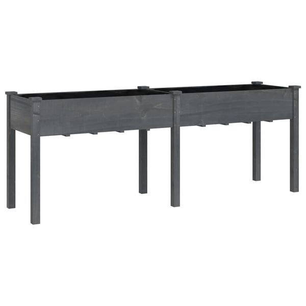 Vidaxl Fioriera Con Inserto Grigio 203X53X76 Cm In Legno Massiccio D'abete-image