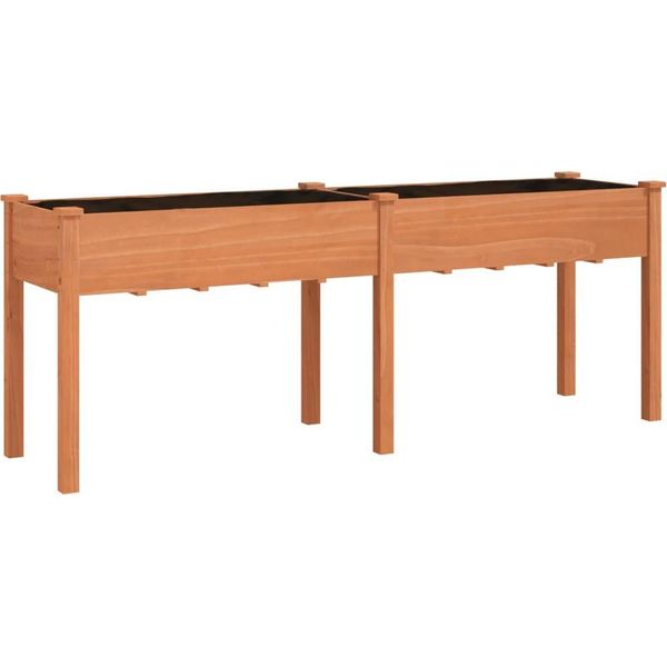 Vidaxl Fioriera Con Inserto Marrone 203X53X76 Cm In Legno Massiccio Di Abete-image