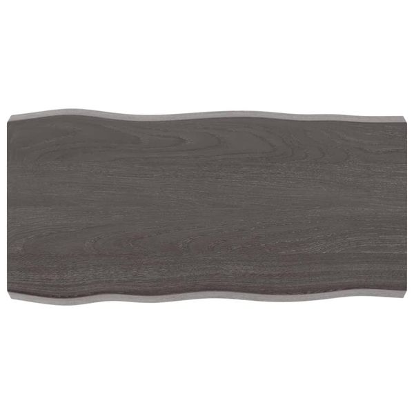 Piano Del Tavolo 80X40X(2-6) Cm In Legno Massiccio Trattato Bordo Albero-image