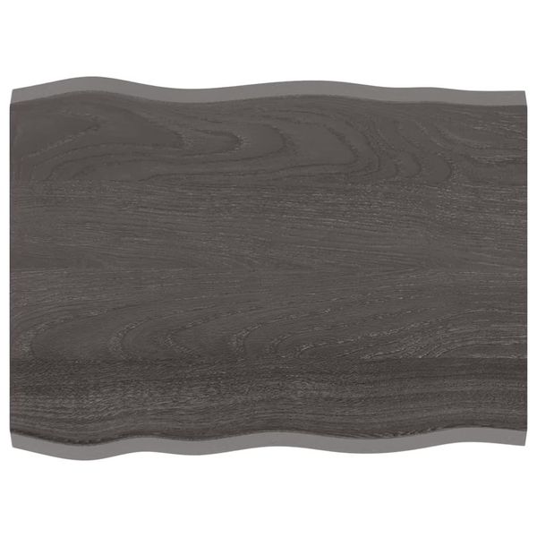 Piano Del Tavolo 80X60X2 Cm Rovere Massiccio Trattato Bordo Albero-image
