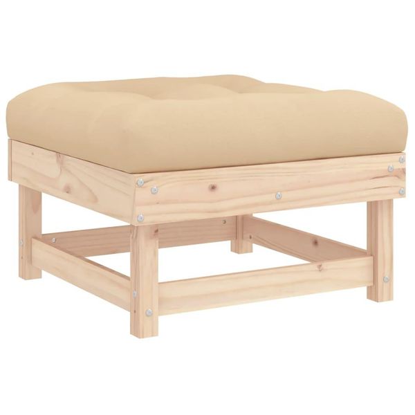 Vidaxl Sgabello Da Giardino Con Cuscino In Legno Di Pino Massiccio-image