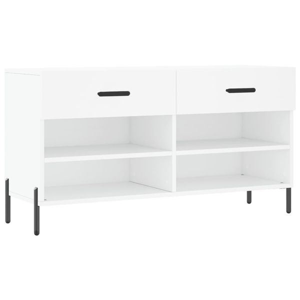 Vidaxl Panca Per Scarpe Bianca 102X35X55 Cm Materiale A Base Di Legno-image