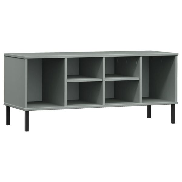 Vidaxl Scarpiera Oslo Con Gambe In Metallo Grigio 106X35X45 Cm In Legno Massiccio-image