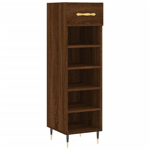 Vidaxl Scarpiera Marrone Look Rovere 30X35X105 Cm Materiale A Base Di Legno-image