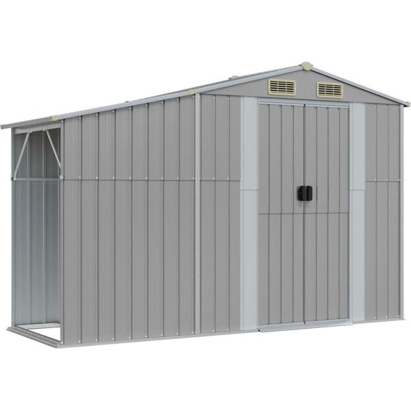 Vidaxl Capanno Da Giardino Grigio 277X93X179 Cm Acciaio Zincato-image