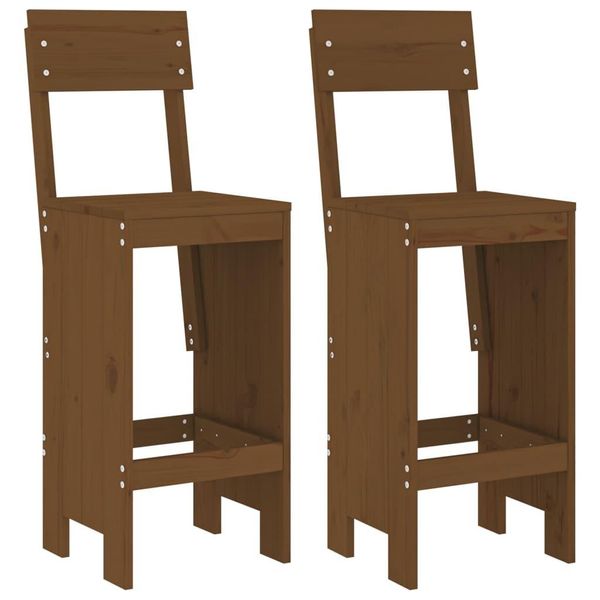 Sgabello Da Bar 2 Pz. Marrone Miele 40X48,5X115,5 Cm In Legno Di Pino Massiccio-image