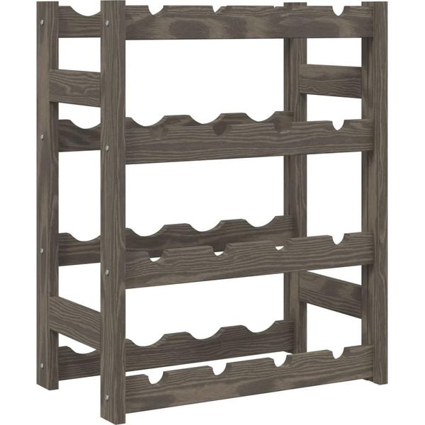 Portabottiglie Per 16 Bottiglie In Legno Di Pino Massiccio Grigio-image