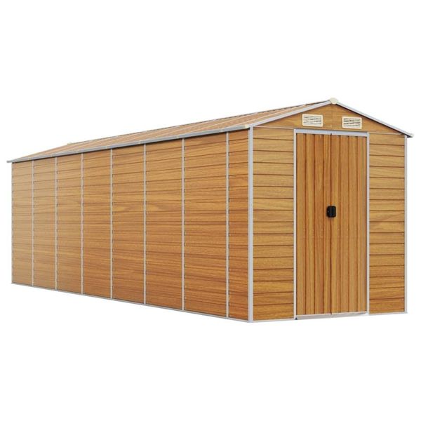 Vidaxl Casetta Da Giardino Marrone Chiaro 191X640X198 Cm Acciaio Zincato-image