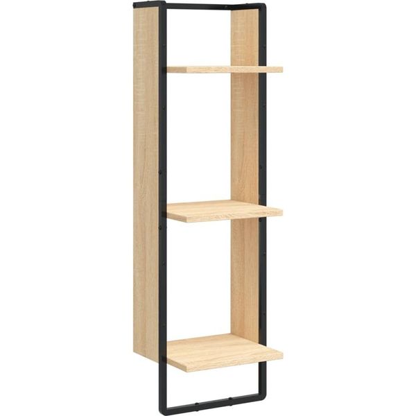 Scaffale A Muro 3 Scomparti Rovere Sonoma 30X25X100 Cm Materiale A Base Di Legno-image