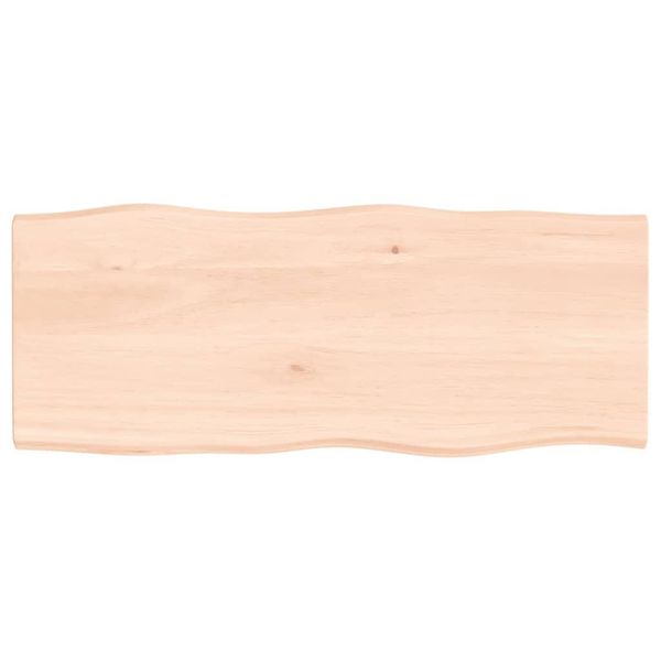 Piano Del Tavolo 100X40X2 Cm In Rovere Massiccio Non Trattato Con Bordo Ad Albero-image