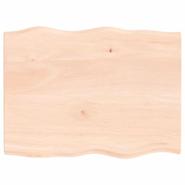 Piano Del Tavolo 80X60X2 Cm In Rovere Massiccio Non Trattato Con Bordo Ad Albero-image