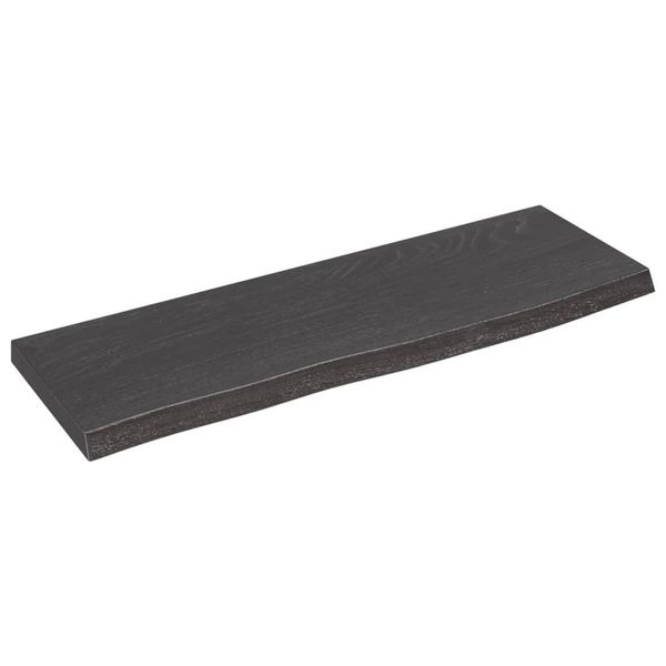 Vidaxl Mensola A Muro Marrone Scuro 60X20X2 Cm In Legno Massiccio Di Rovere Trattato-image