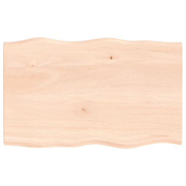 Piano Del Tavolo 80X50X2 Cm In Rovere Massiccio Non Trattato Con Bordo Ad Albero-image
