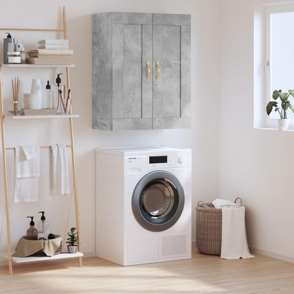 Vidaxl Armadio A Muro Grigio Cemento 69,5X34X90 Cm Materiale A Base Di Legno-image