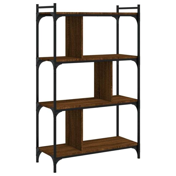 Libreria 4 Ripiani Effetto Rovere Marrone 76X32X123Cm Materiale A Base Di Legno-image