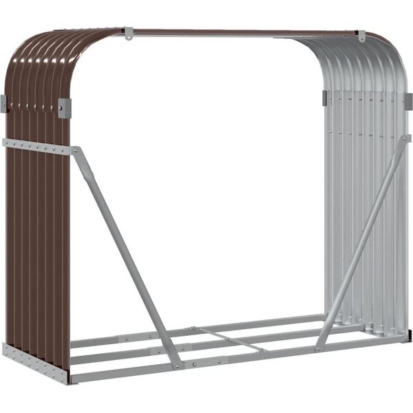 Vidaxl Riparo Per Legna Da Ardere Marrone 120X45X100 Cm Acciaio Zincato-image
