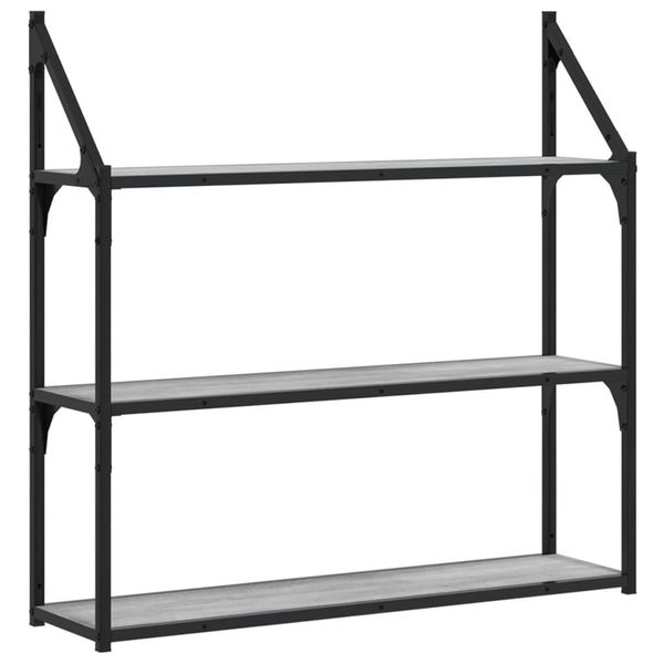 Scaffale A Muro A 3 Scomparti Grigio Sonoma 80X21X78,5 Cm Materiale A Base Di Legno-image