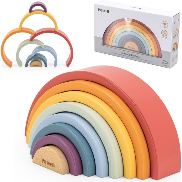 Viga Polarb Puzzle Arcobaleno In Legno Cubi Creativi Montessori-image