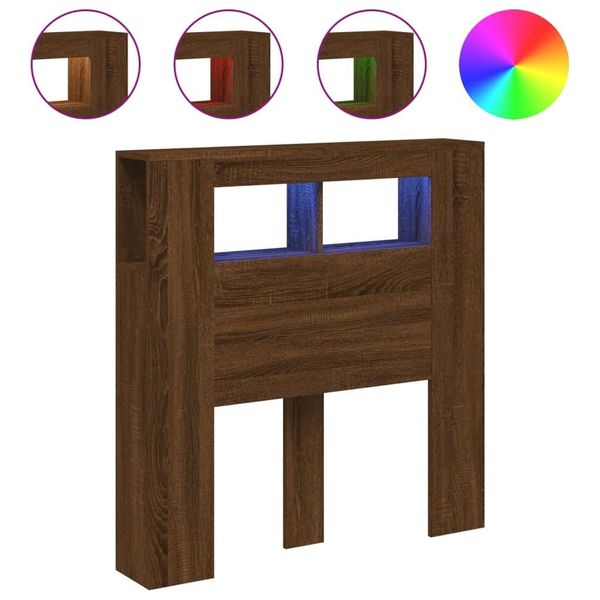 Vidaxl Testata Led Marrone Effetto Quercia 100X18,5X103,5 Cm Materiale A Base Di Legno-image