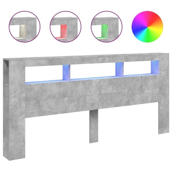 Vidaxl Testata Led Grigio Cemento 220X18,5X103,5 Cm Materiale A Base Di Legno-image
