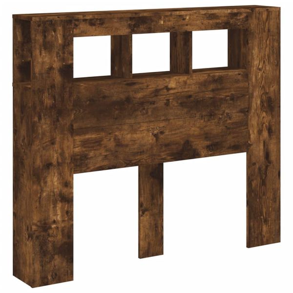 Testiera Vidaxl Led Rovere Fumé 120X18,5X103,5 Cm Materiale A Base Di Legno-image
