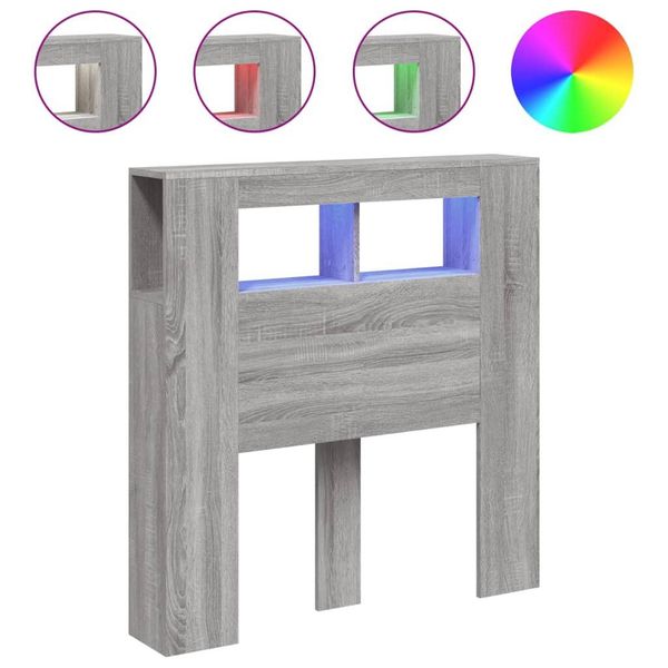 Vidaxl Testata Led Grigio Sonoma 100X18,5X103,5 Cm Materiale A Base Di Legno-image