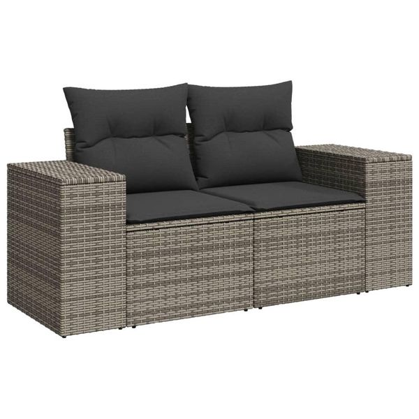 Vidaxl Divano Da Giardino A 2 Posti Con Cuscini In Polirattan Grigio-image